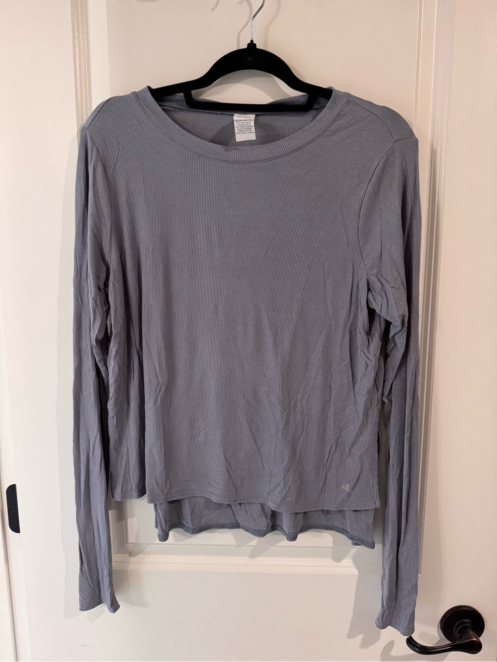 JoyLab Long-Sleeve Ribbed Crewneck Top - Slate Blue